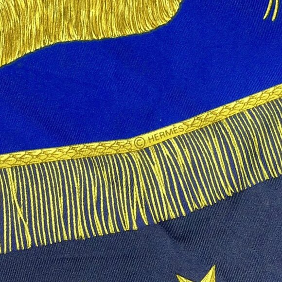 Auth HERMES Carre 90 - Blue Dark Navy Multi Scarf - Picture 3 of 7